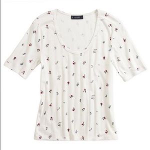 NWT Lucky Brand Floral Pointelle Scoop Neck Tee XS